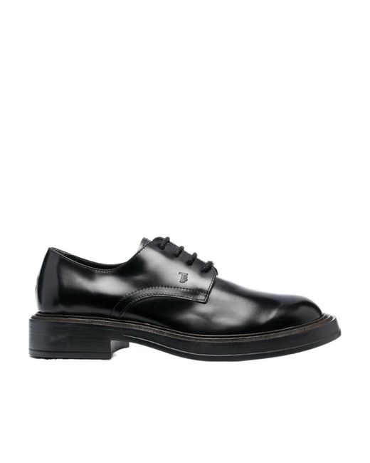 Tod's Black Almond Toe Lace-Up Oxford Shoes for men