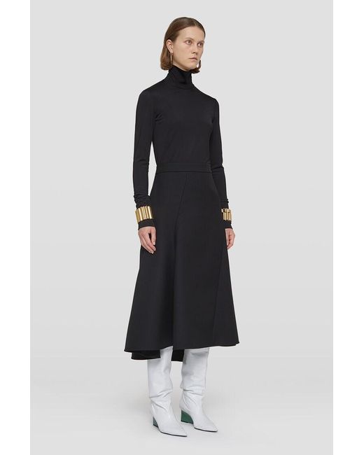 Jil Sander Black High-Neck Satin Top