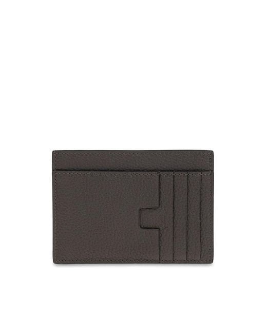Tom Ford Gray Logo Card Holder for men