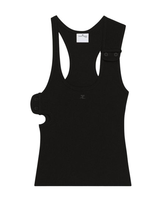 Courreges Black Courrèges 90's Ribbed Cut-Out Detailed Tank Top