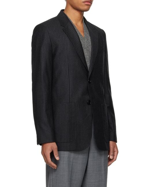 AMI Blue Pinstriped Single-Breasted Tailored Blazer for men
