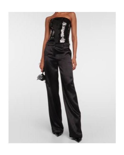 Alexandre Vauthier Black Sequined Strapless Bodysuit