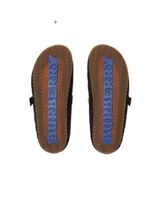 Burberry Brown Check Shearling Urchin Clogs for men