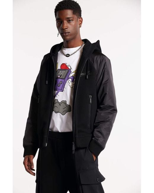 DSquared² Black Logo Printed Hooded Jacket for men