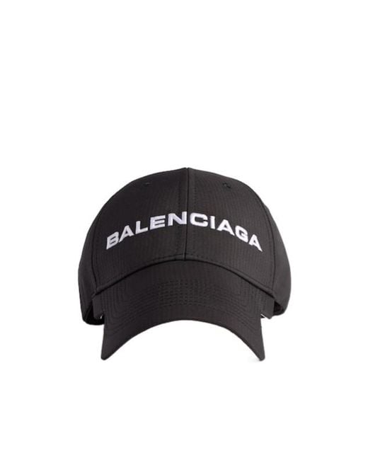 Balenciaga Black Logo Embroidered Cap for men