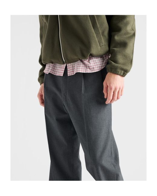 Prada Gray Pleated Tailored Trousers for men