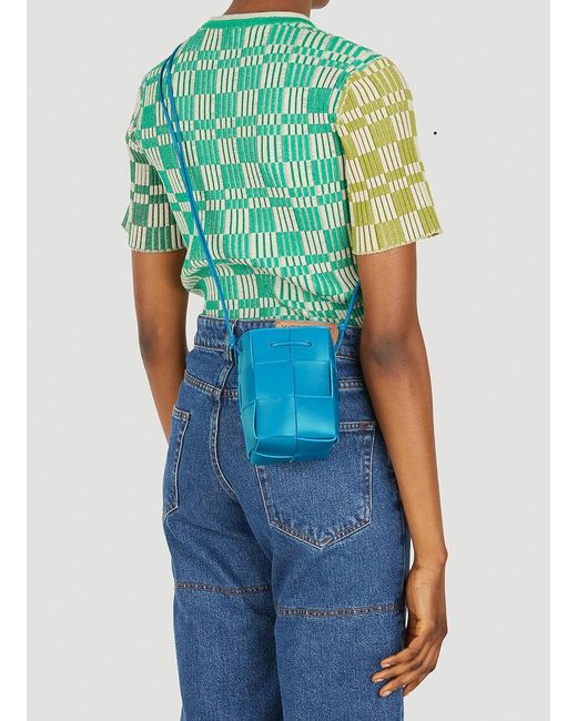 Bottega Veneta Blue Mini Cassette Bucket Bag