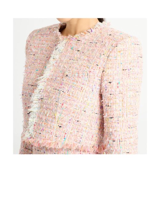 Balmain Pink Tweed Cropped Jacket