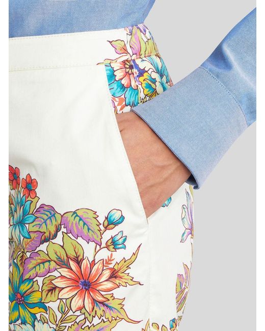 Etro White Floral-Printed High Waist Flared Trousers