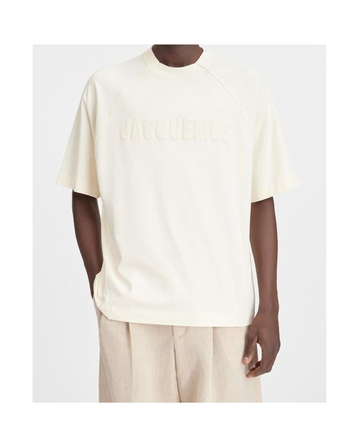 Jacquemus White Le Typo Crewneck T-Shirt for men