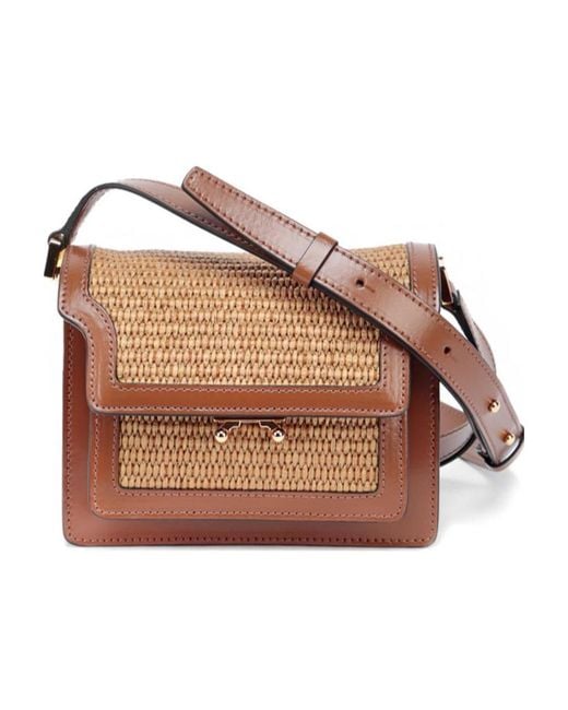 Marni Brown Wicker-Woven Crossbody Bag