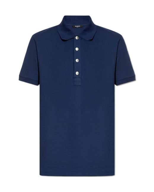 Balmain Blue Short Sleeved Polo Shirt for men
