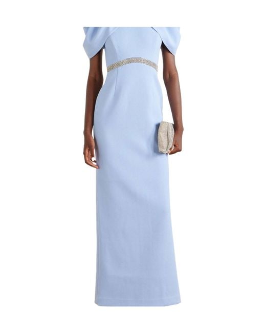 Rebecca Vallance Blue Embellished Cady Maxi Dress