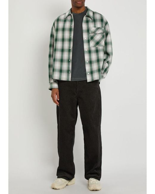 Represent Green Plaid Cotton Shirt for men