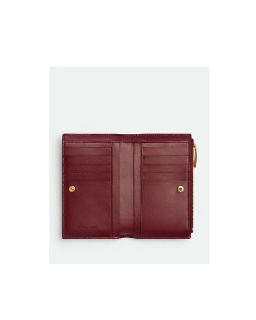 Bottega Veneta Red Intrecciato Bi-Fold Leather Wallet