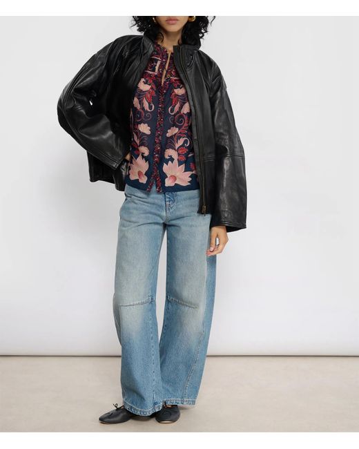 Soeur Blue Leather Jacket