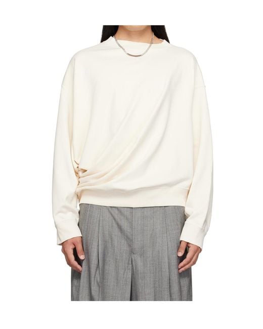 Hed Mayner White Asymmetric Pullover for men