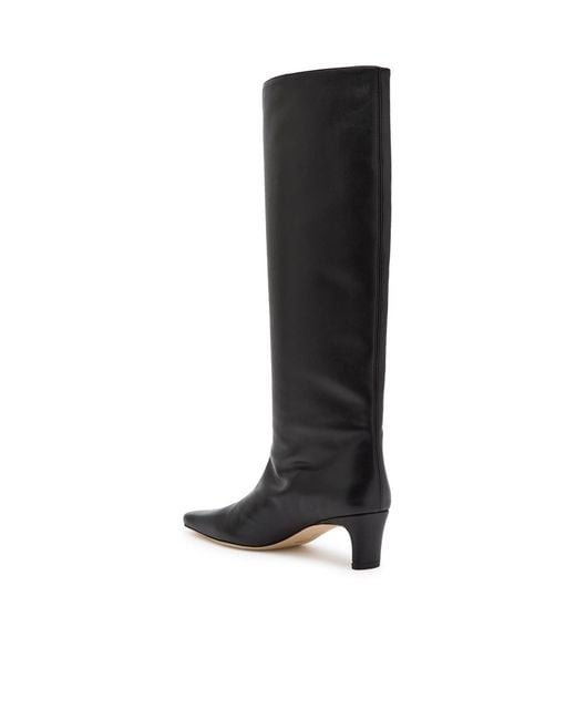 Staud Black Solid Leather Knee-High Boots