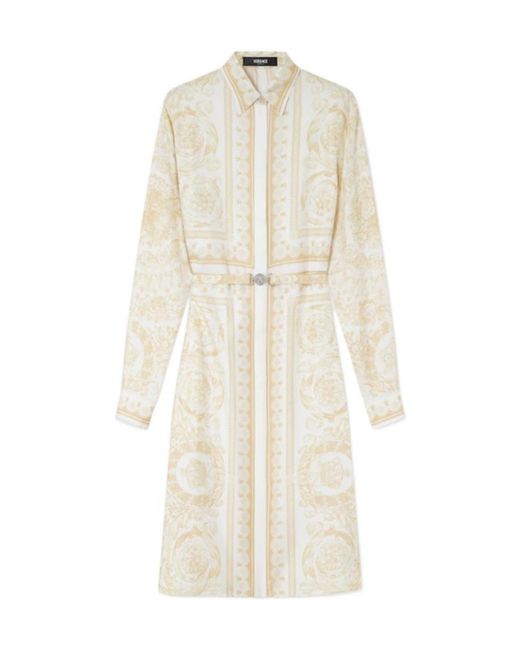 Versace Natural Belt Print Dress