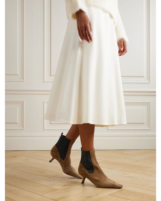 Brunello Cucinelli Brown Square-Toe Ankle Boots