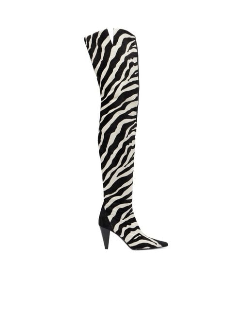 Khaite White Harvey 85 Calf Hair Over-The-Knee Boots