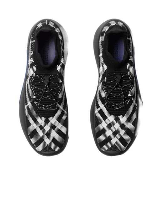 Burberry Blue Checked Knitted Neptune Sneakers for men