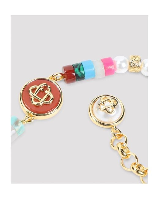 Casablanca White Logo Beaded Bracelet for men