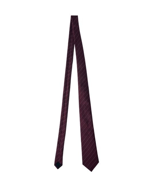 Saint Laurent White Striped Logo Patch Tie for men