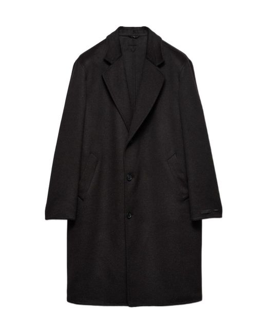 Prada Black Single-Breasted Wool, Angora And Cashgora Coat for men
