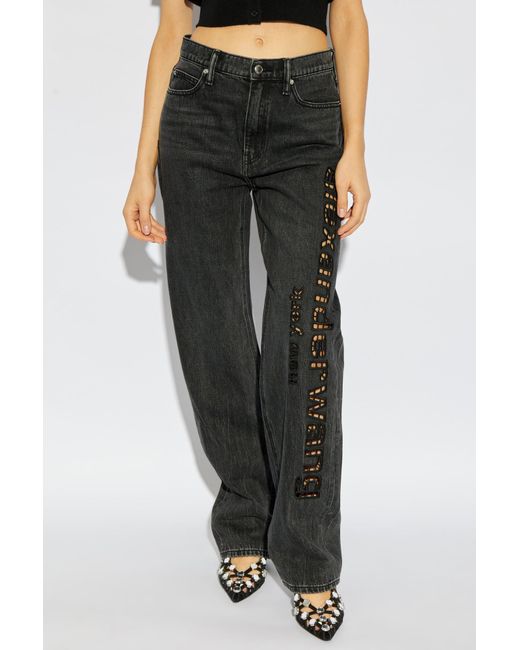 Alexander Wang Black Logo Embroidered Straight Leg Jeans