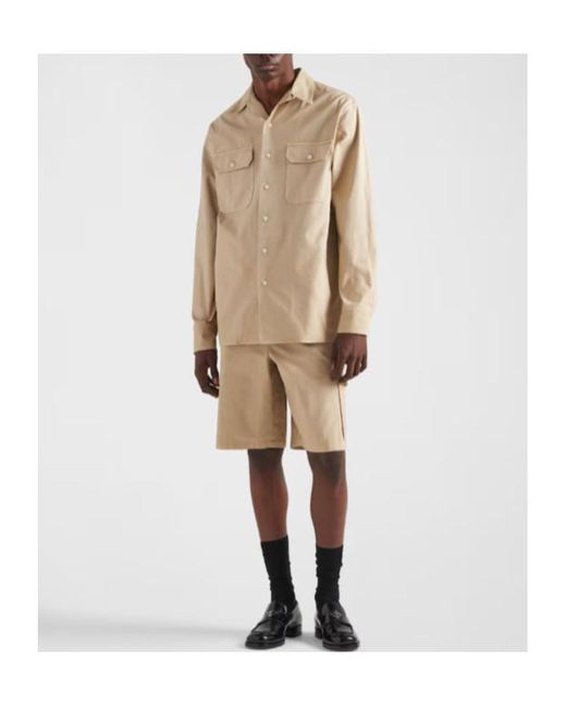 Prada Natural Flap Pocket Long-Sleeved Shirt for men