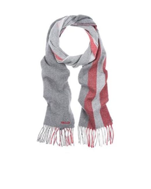 Bally White Striped Tassel Scarf for men