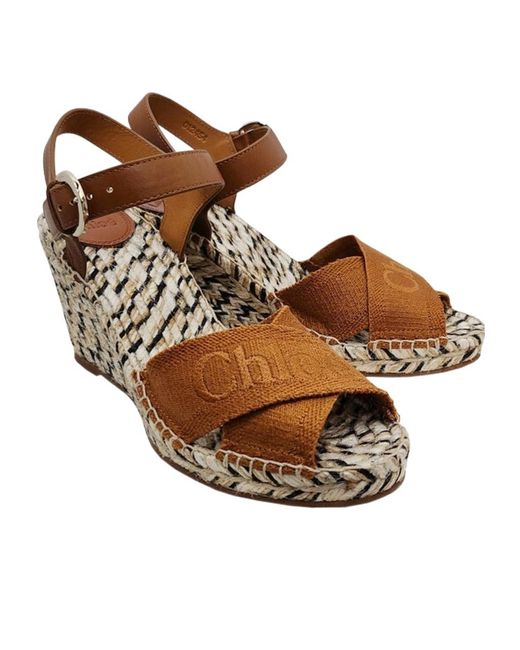 Chloé Brown Piia Crossover-Strap Sandals