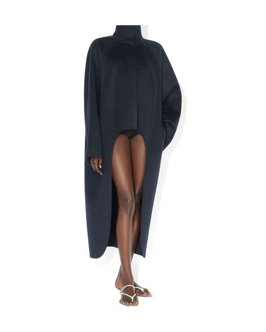Alaïa Blue Cashmere Open-Split Coat
