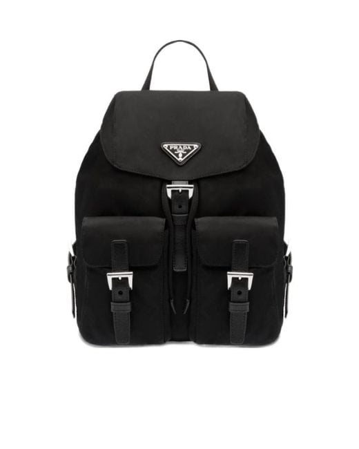 Prada Black Triangle Logo Plaque Backpack