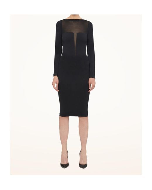 Wolford Black Sheer-Panel Midi Dress
