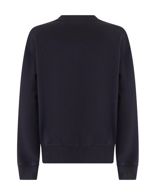 Boss Blue Logo-Embroidered Crew-Neck Sweatshirt for men