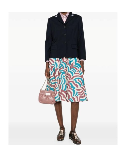 Marni Blue Printed Midi Skirt