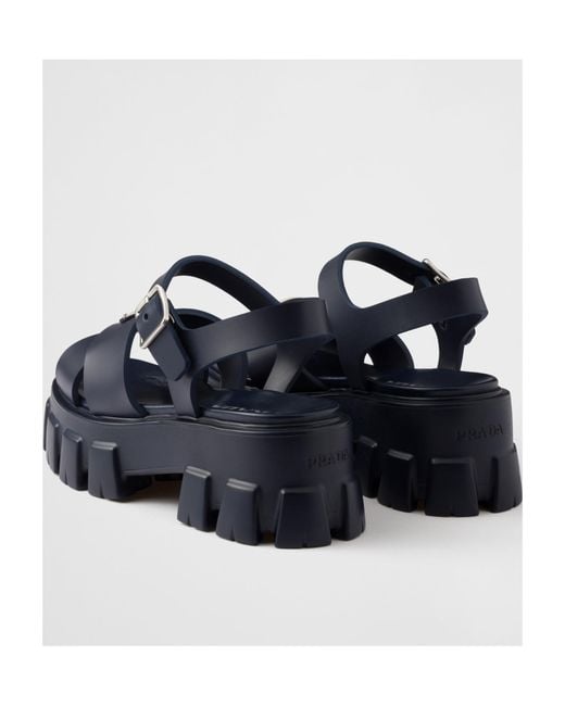 Prada Blue Monolith Rubber Sandals