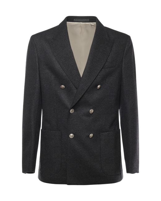 Eleventy Black Double-Breasted Jacket for men