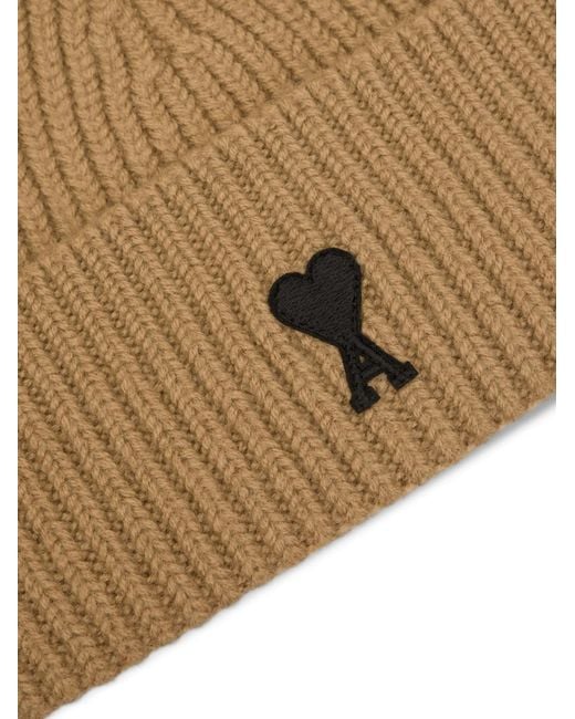 AMI Brown Ami De Coeur Wool Beanie for men