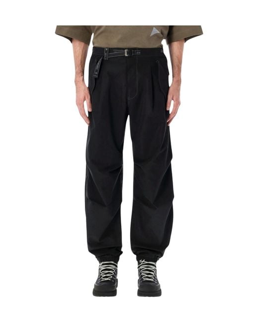 And Wander Black Side-Zip Hem Pants for men