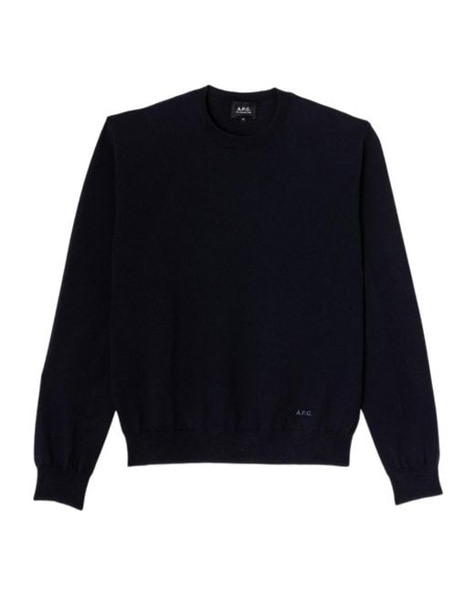 A.P.C. Blue Mathieu Logo-Embroidered Sweater for men
