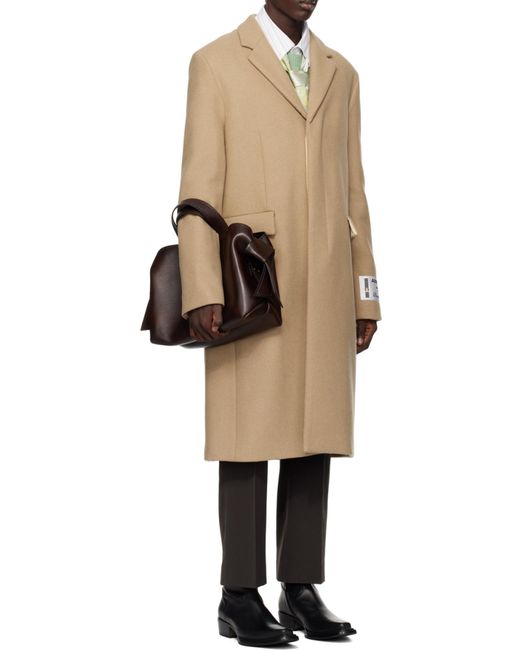Acne Natural Single-Breasted Wool Blend Coat for men
