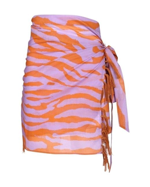 The Attico Pink The Zebra-Pattern Sarong Beachwear