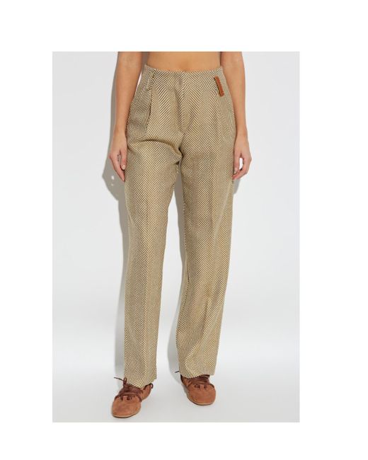 Forte_forte Natural Herringbone Pattern Trousers