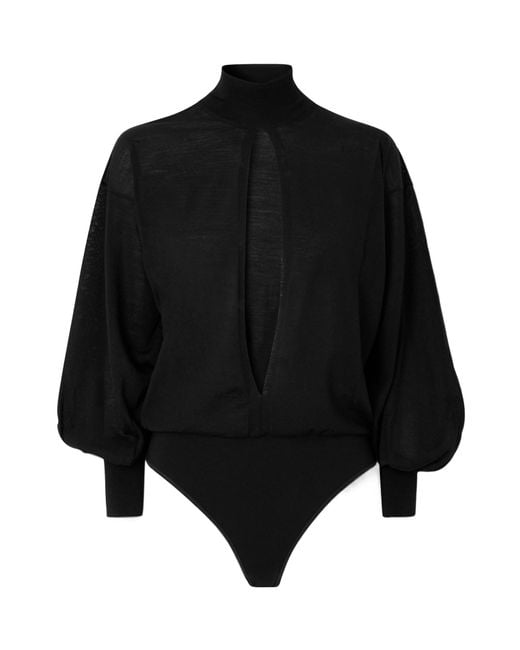 Alaïa Black Turtleneck Long-Sleeve Bodysuit