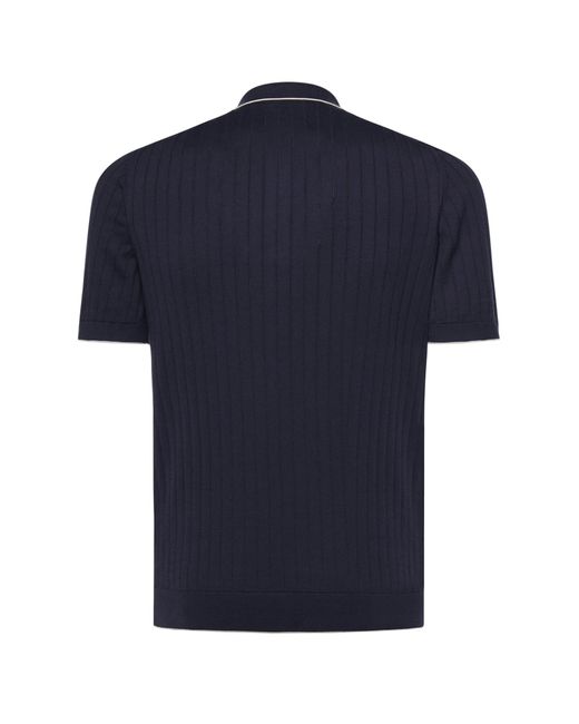 Eleventy Blue Zip Polo Knitted Sweater for men