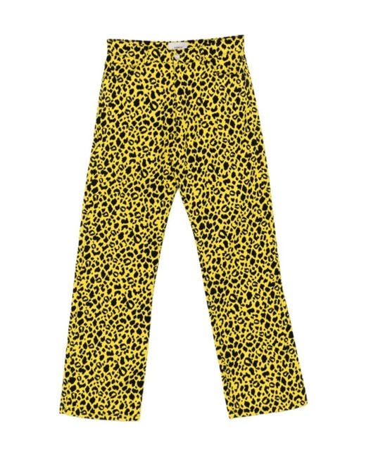 Coperni Yellow Leopard-Print Jeans