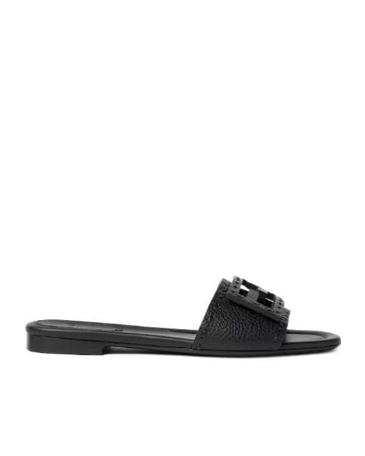 Fendi Black Baguette Ff Slip-On Slides